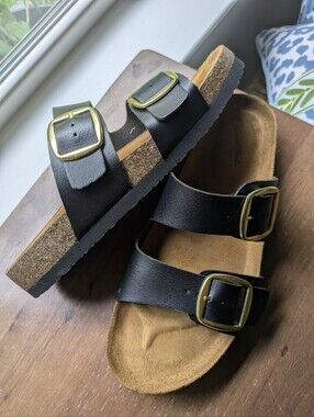 Double-Buckle Cork Footbed Sandals